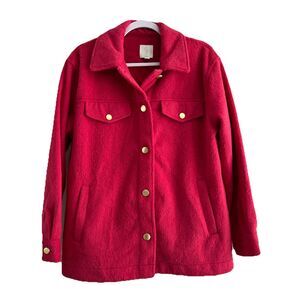 Joie Pink Flannel Gold Button Down Shacket Jacket Size medium